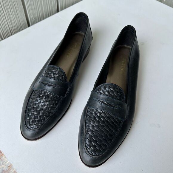 Vintage Westies Forest Green Woven Leather Penny Loafers | Size 9 - Picture 7 of 11